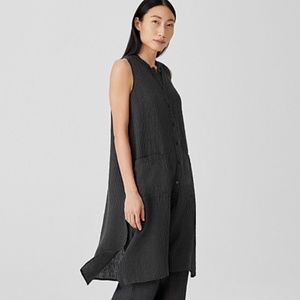 Eileen Fisher PUCKERED ORGANIC LINEN LONG SHIRT